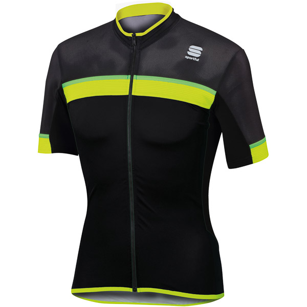 Sportful Pista cyklo dres krátky rukáv čierny/fluo žltý