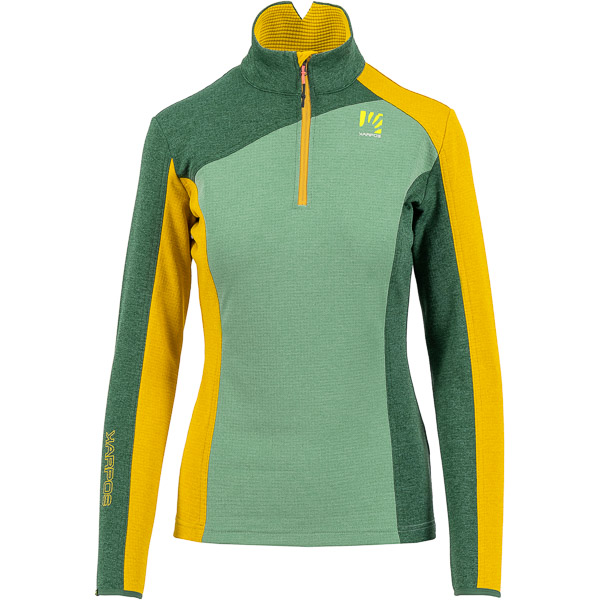 Karpos FEDERA HALF-ZIP dámska flíska FROSTY S./tmavozelená/zlatohnedá