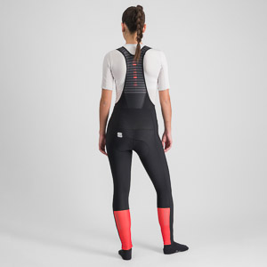 Sportful CLASSIC dámske nohavice s trakmi čierne/červený grepfruit