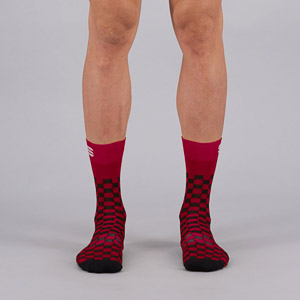 Sportful Checkmate ponožky tmavočervené/čierne