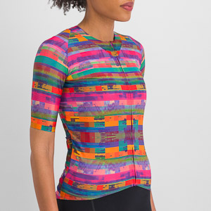 Sportful GLITCH BOMBER dámsky dres multicolor pink