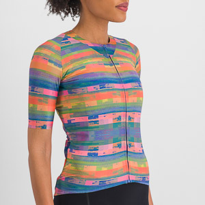 Sportful GLITCH BOMBER dámsky dres multicolor papaya