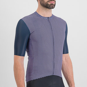 Sportful Cycling Checkmate Jersey Galaxy Blue Chalck Violet