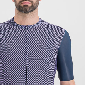 Sportful Cycling Checkmate Jersey Galaxy Blue Chalck Violet