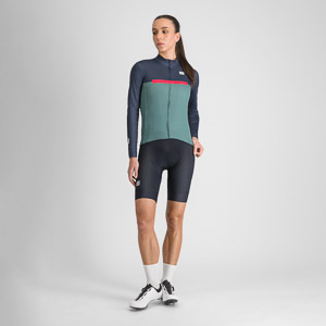 SPORTFUL CYCLING PISTA W THERMAL JERSEY SHRUB GREEN BLUE PINK