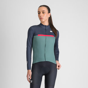 SPORTFUL CYCLING PISTA W THERMAL JERSEY SHRUB GREEN BLUE PINK