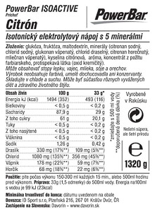 PowerBar IsoActive - izotonický športový nápoj 1320g Citrón