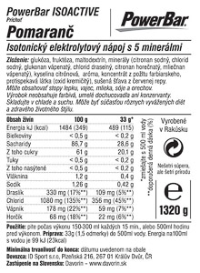 PowerBar IsoActive - izotonický športový nápoj 1320g Pomaranč