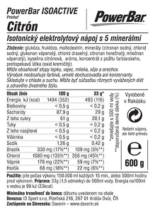 PowerBar IsoActive - izotonický športový nápoj 600g Citrón