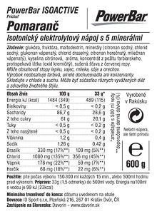 PowerBar IsoActive - izotonický športový nápoj 600g Pomaranč