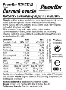 PowerBar IsoActive - izotonický športový nápoj 600g č. ovocie